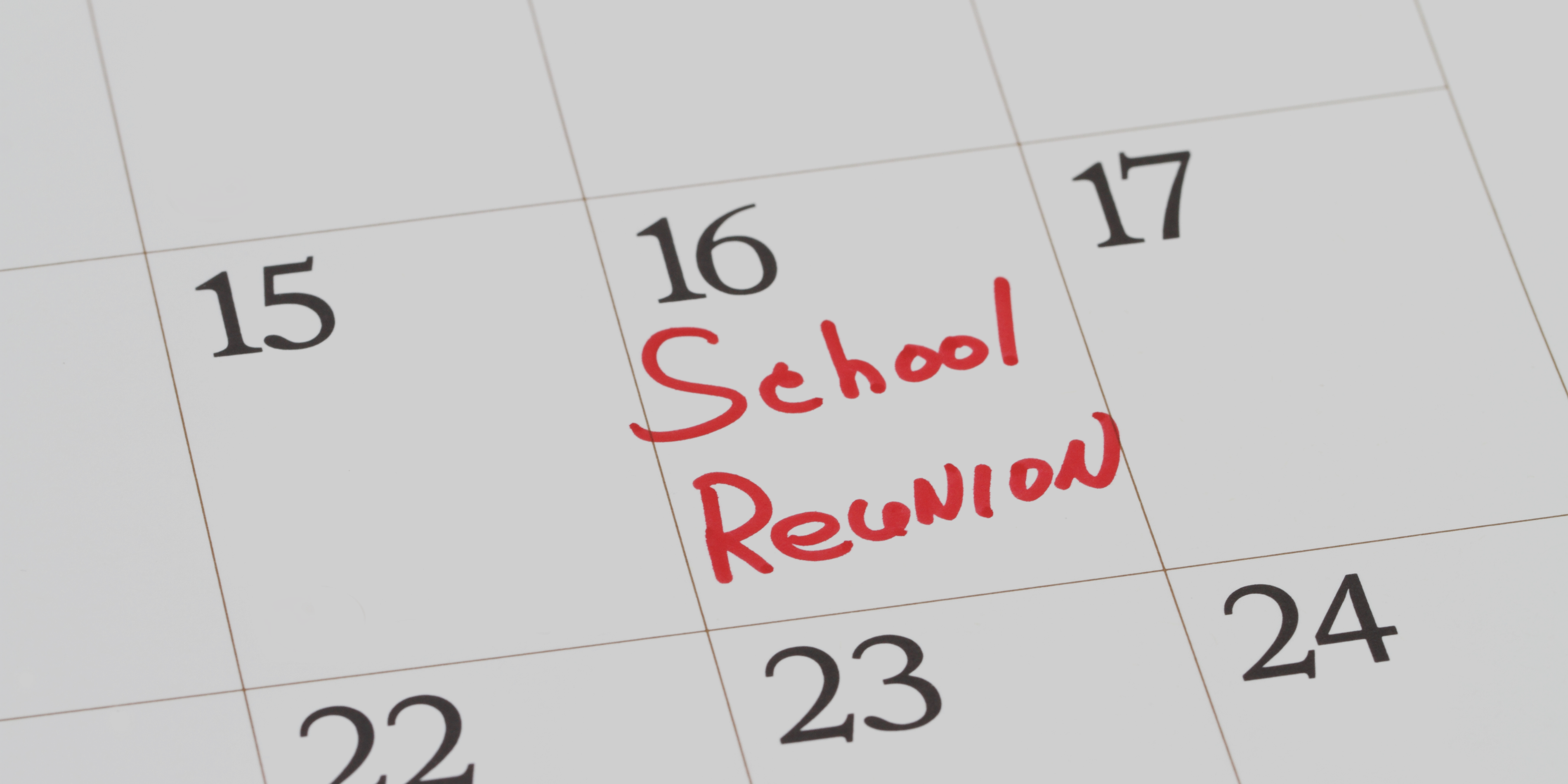 School Reunion written on a calendar in red