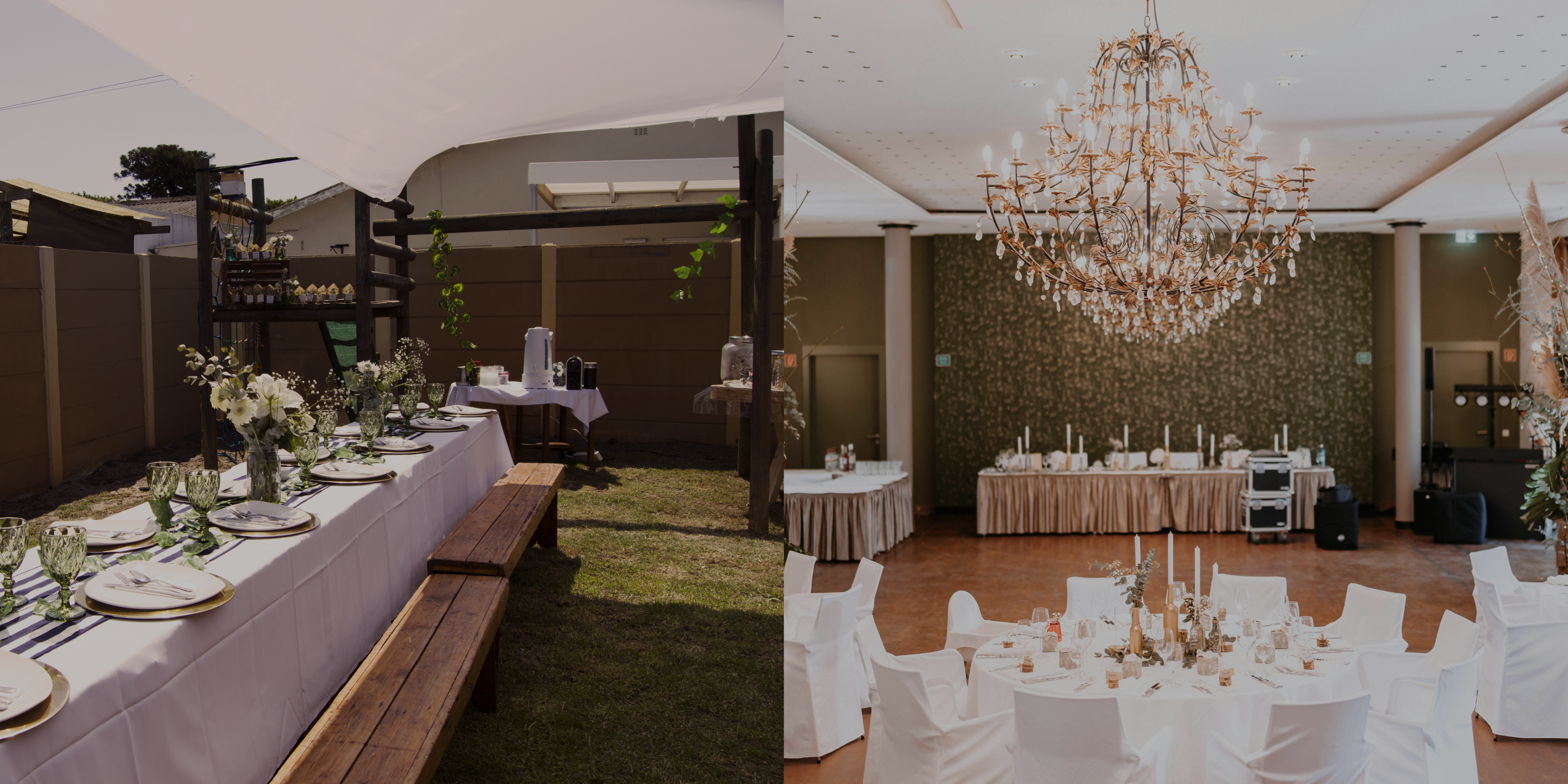 A photo of intimate wedding next to grand wedding